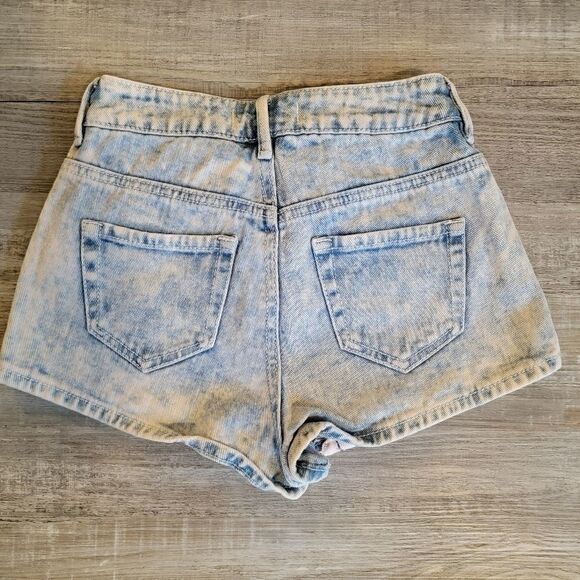 ROXY Floral Lace Overlay Denim Jean Shorts sz 00 - Picture 3 of 6